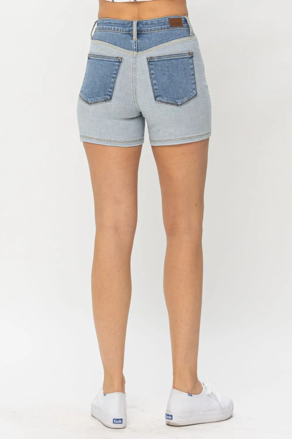 Carius Full Size Color Block Denim Shorts