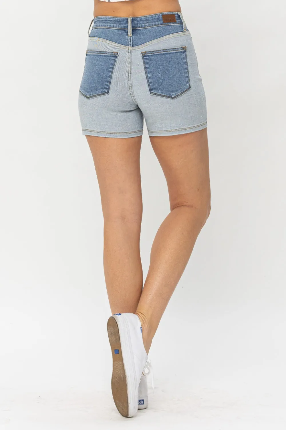 Carius Full Size Color Block Denim Shorts