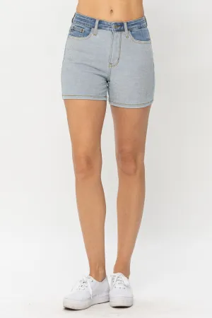 Carius Full Size Color Block Denim Shorts