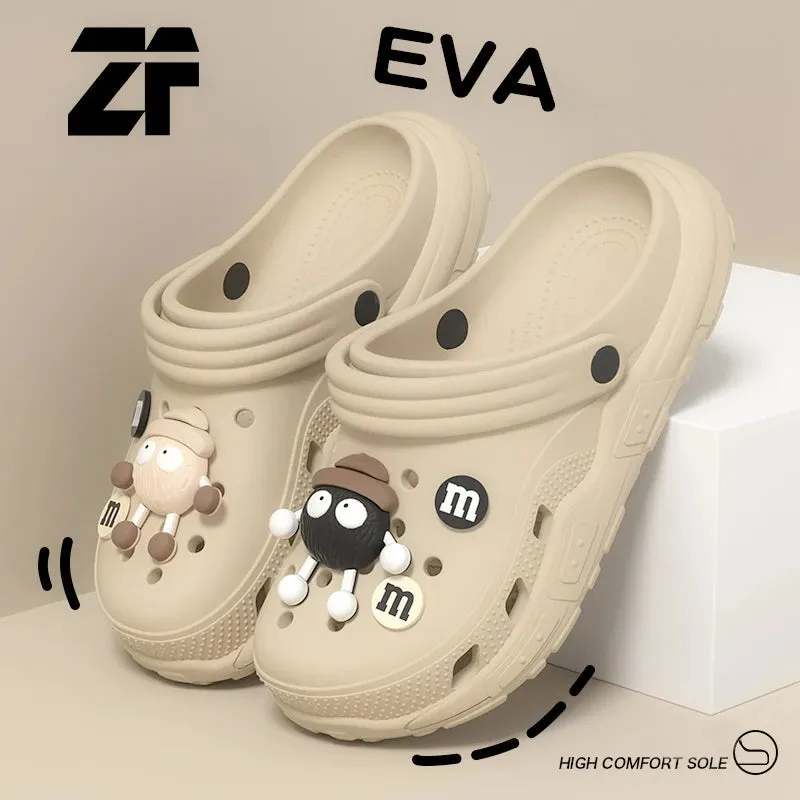 Cartoon Charms Cross Clogs Eva Soft Summer House Slippers Women's Sandals Slipper Man Shoes Kids Indoor Slipper