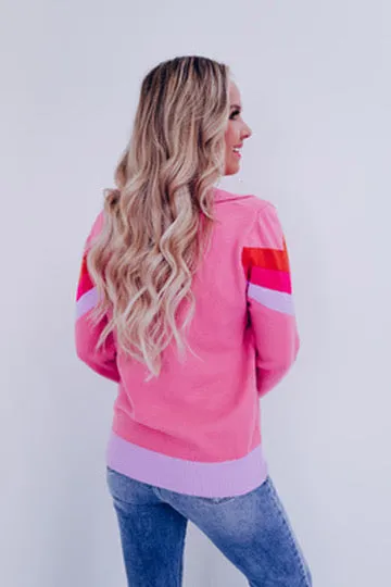 Charli Chevron Quarter Zip Sweater