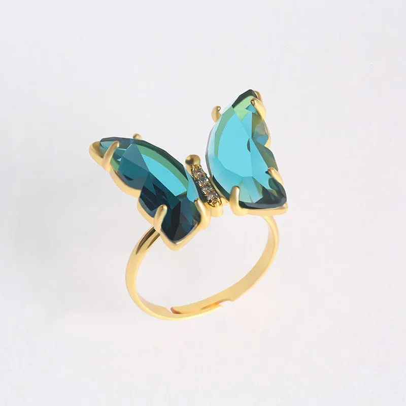 Chic Colorful Zirconia Butterfly Ring