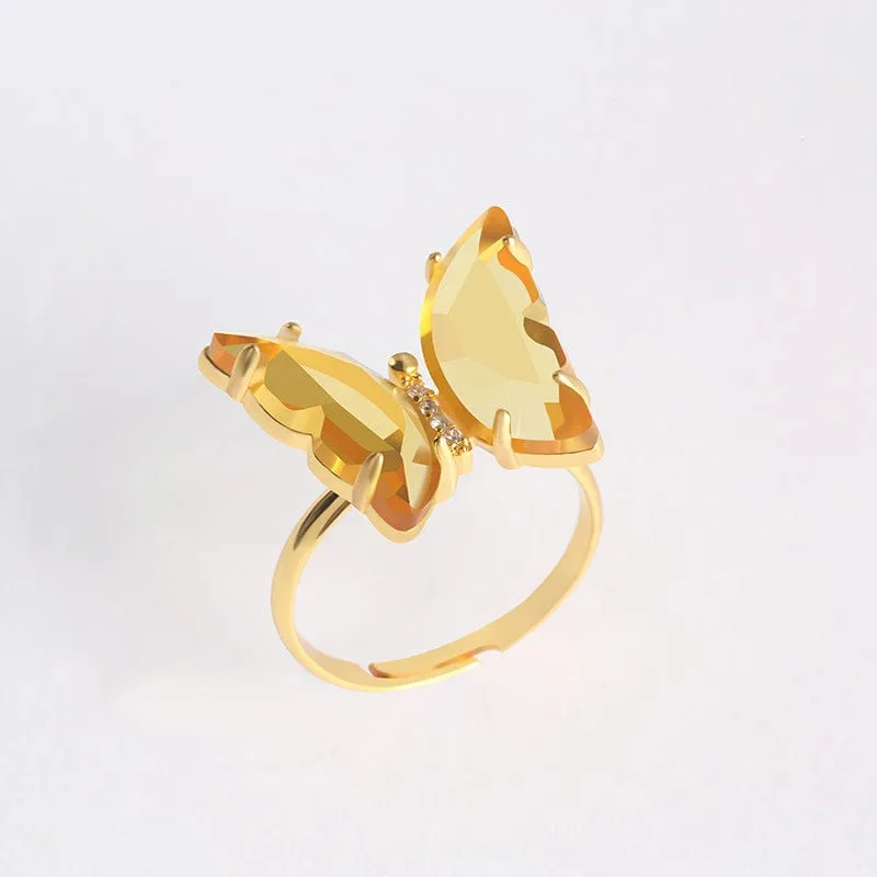 Chic Colorful Zirconia Butterfly Ring