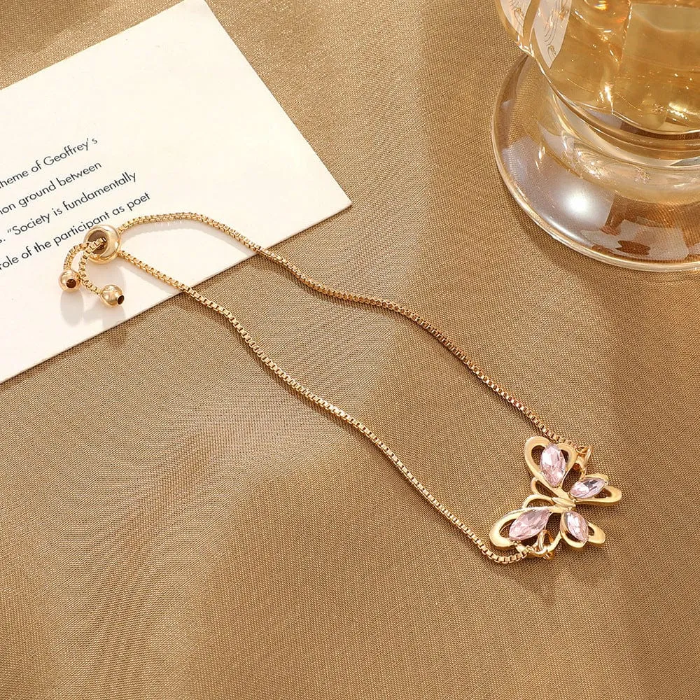 Chic Rhinestone Butterfly Bracelet