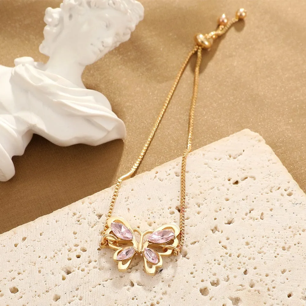 Chic Rhinestone Butterfly Bracelet