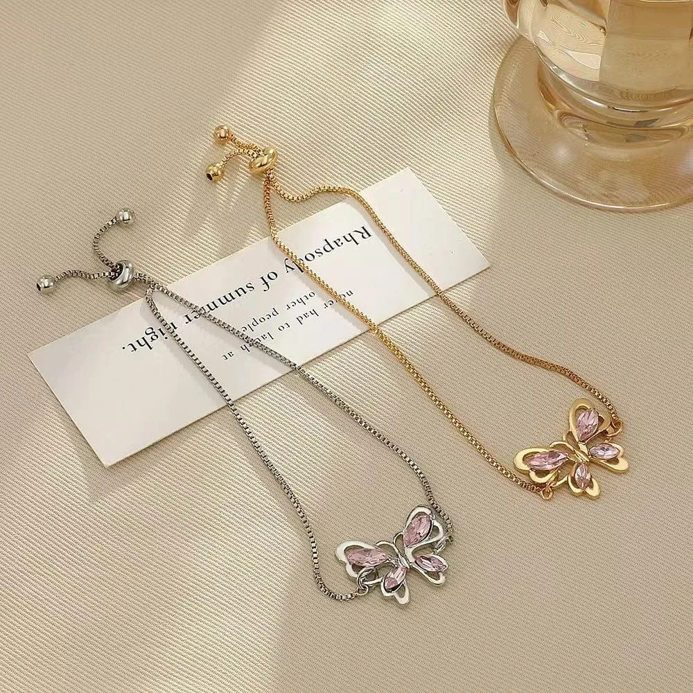 Chic Rhinestone Butterfly Bracelet
