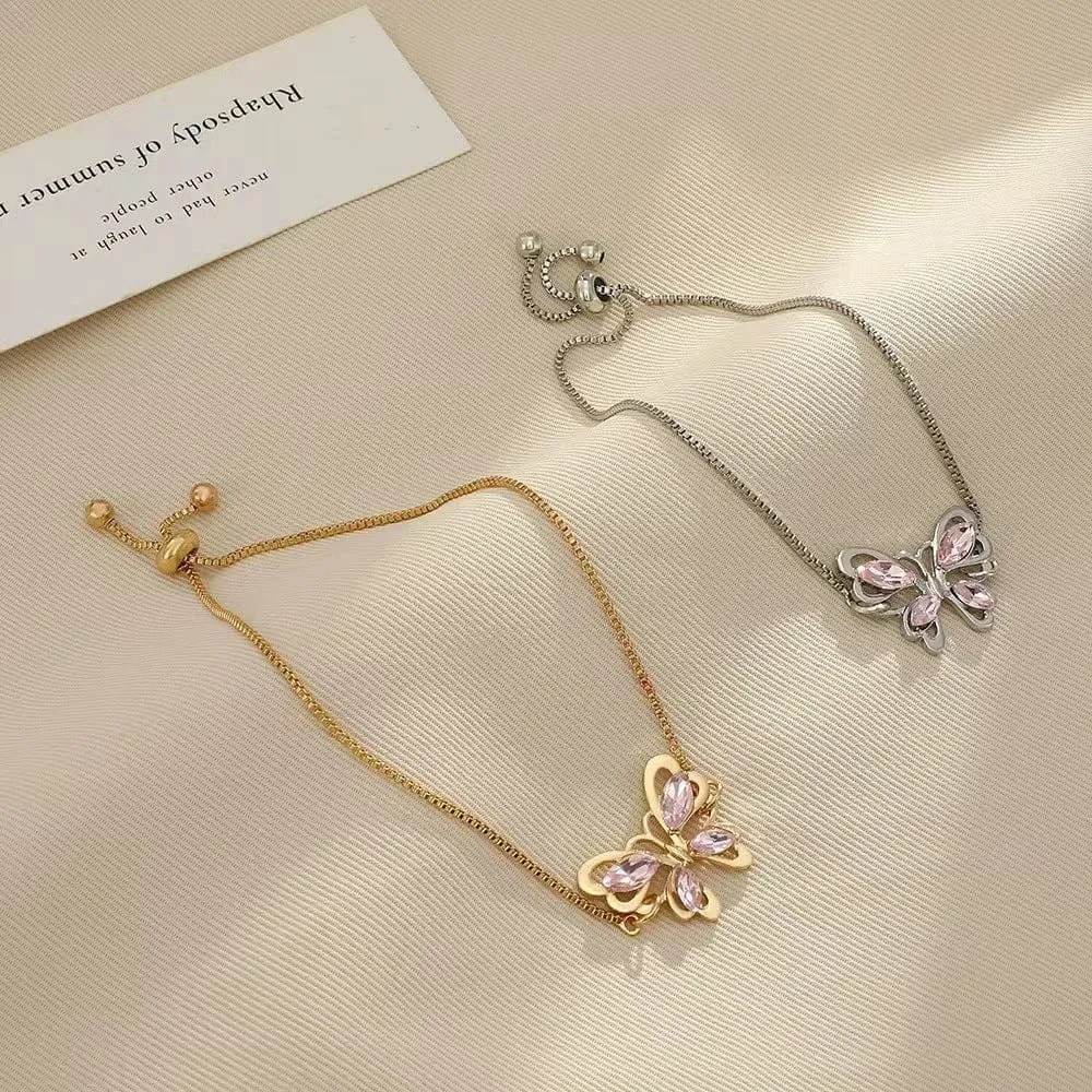 Chic Rhinestone Butterfly Bracelet