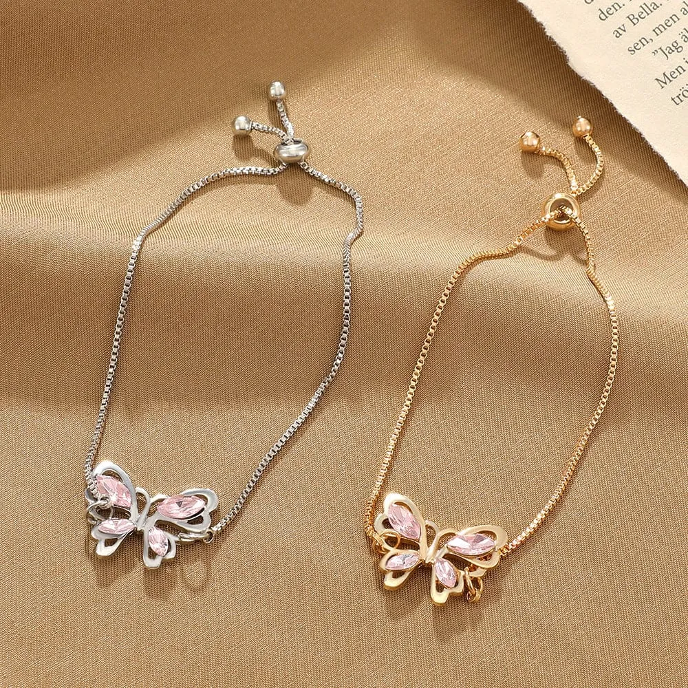 Chic Rhinestone Butterfly Bracelet