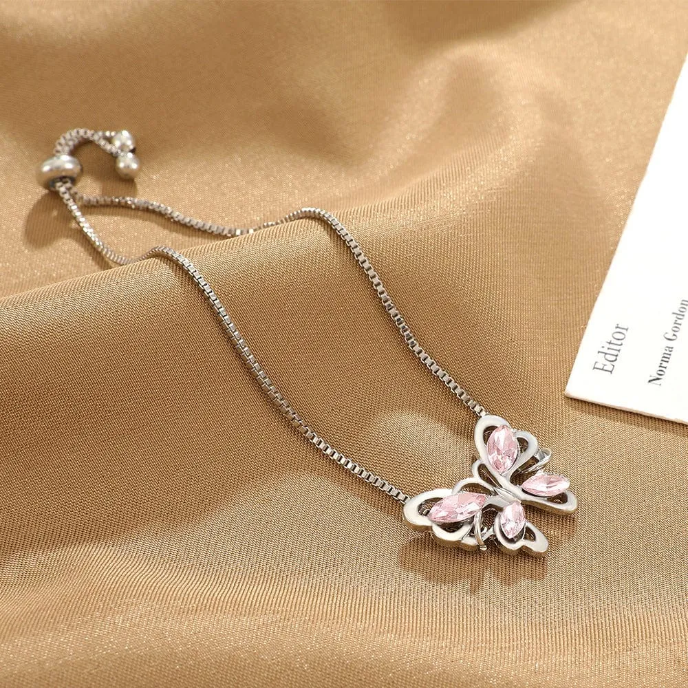 Chic Rhinestone Butterfly Bracelet