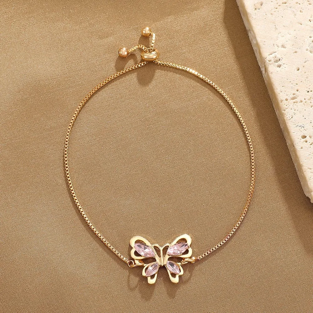 Chic Rhinestone Butterfly Bracelet
