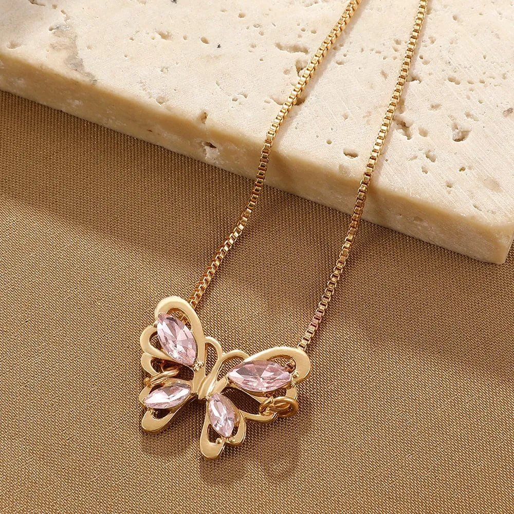 Chic Rhinestone Butterfly Bracelet