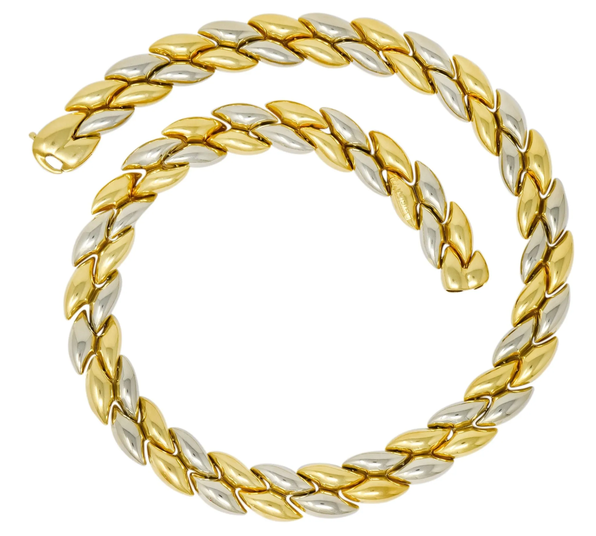 Chimento 18 Karat Two-Tone Gold Italian Puffed Reversible Collar Necklace