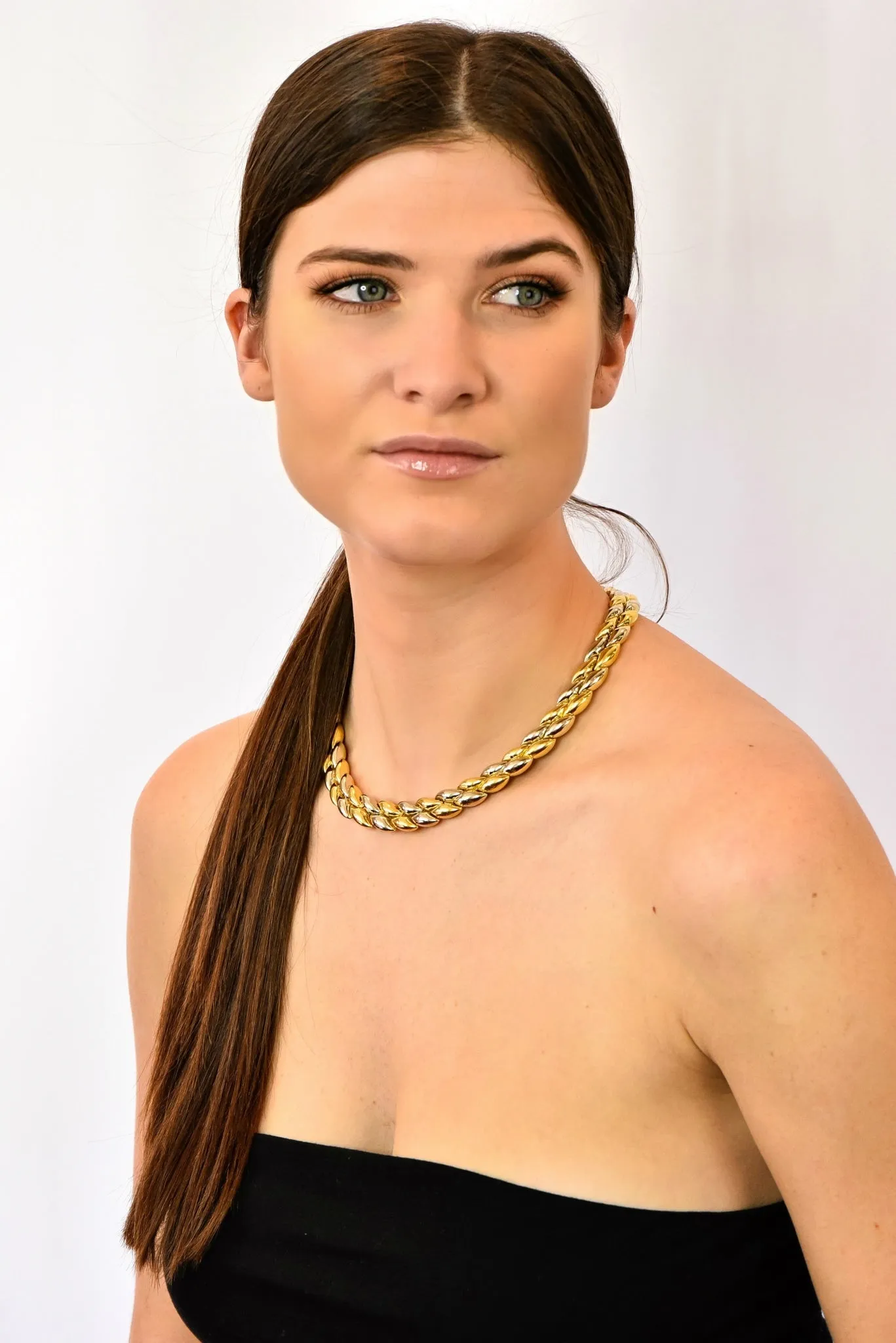 Chimento 18 Karat Two-Tone Gold Italian Puffed Reversible Collar Necklace