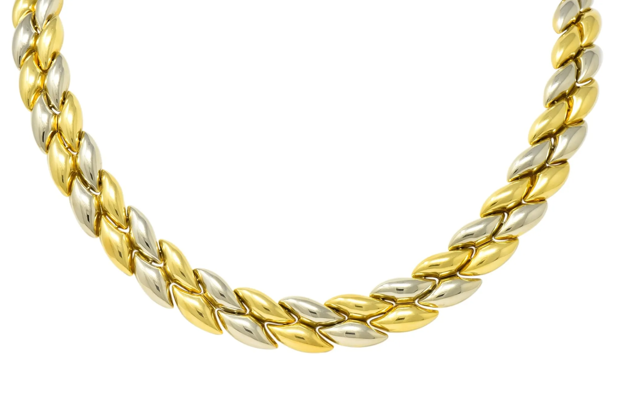 Chimento 18 Karat Two-Tone Gold Italian Puffed Reversible Collar Necklace