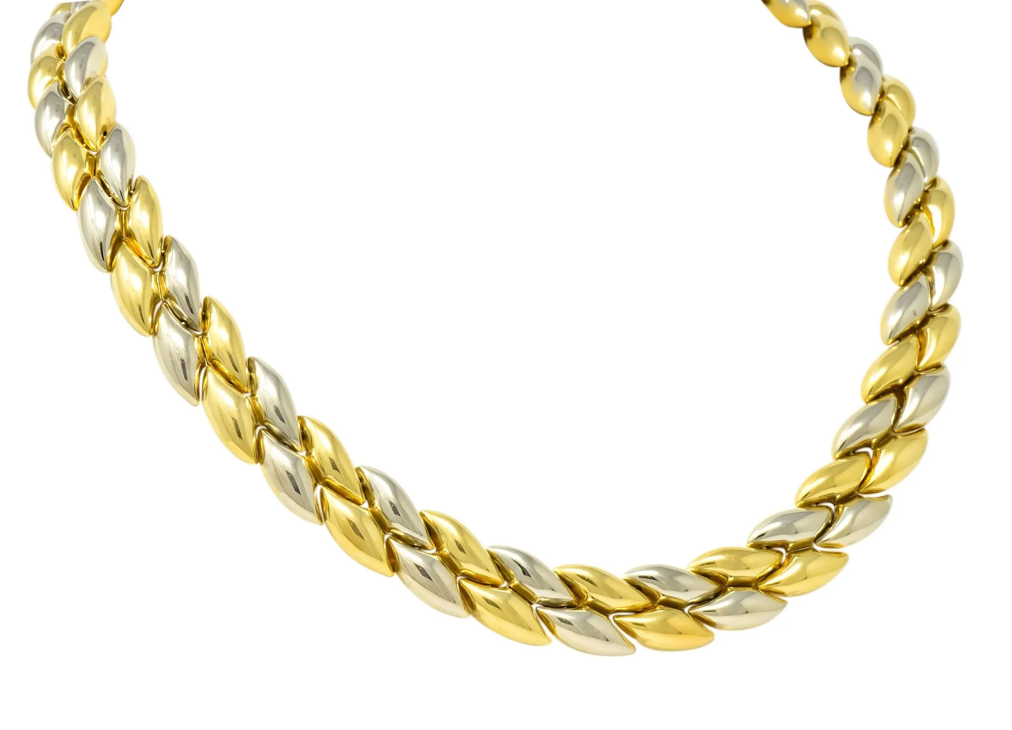 Chimento 18 Karat Two-Tone Gold Italian Puffed Reversible Collar Necklace