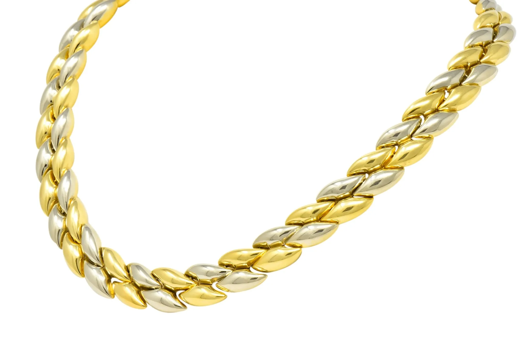 Chimento 18 Karat Two-Tone Gold Italian Puffed Reversible Collar Necklace