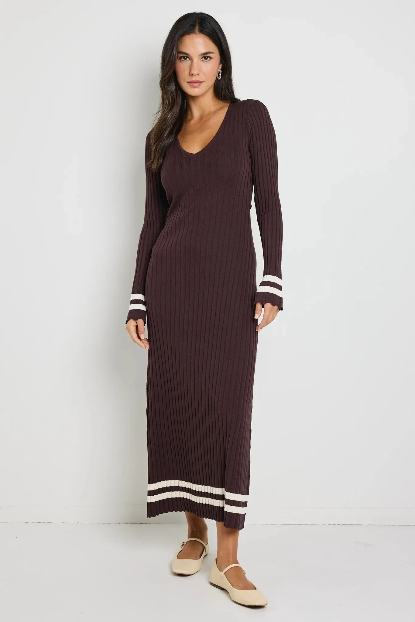 Chocolate Stripe Knit Maxi