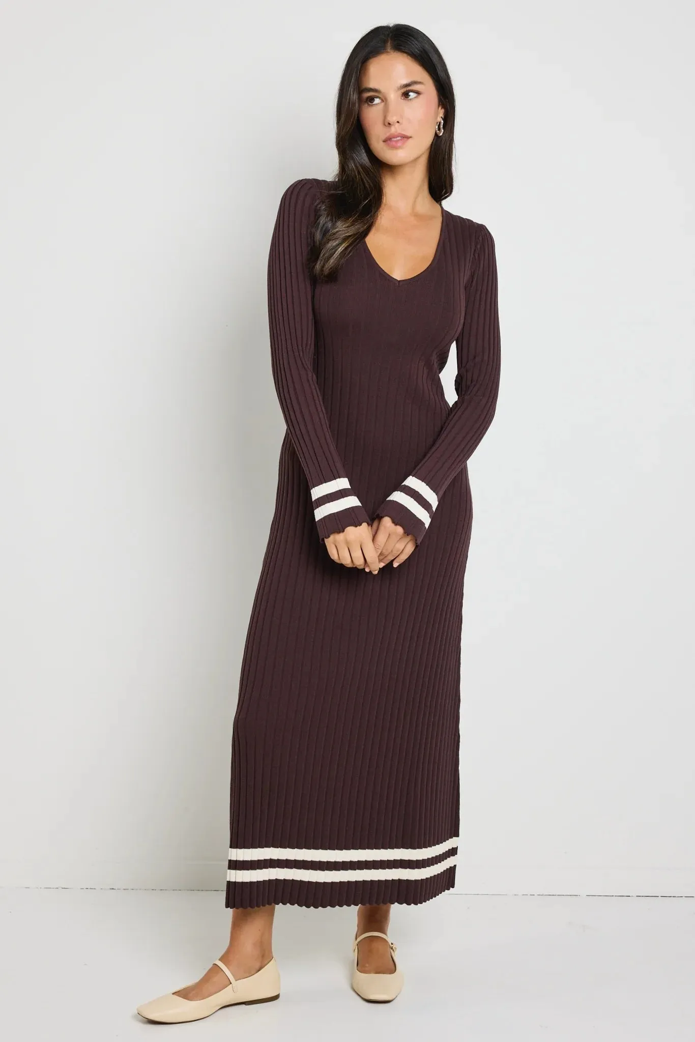 Chocolate Stripe Knit Maxi