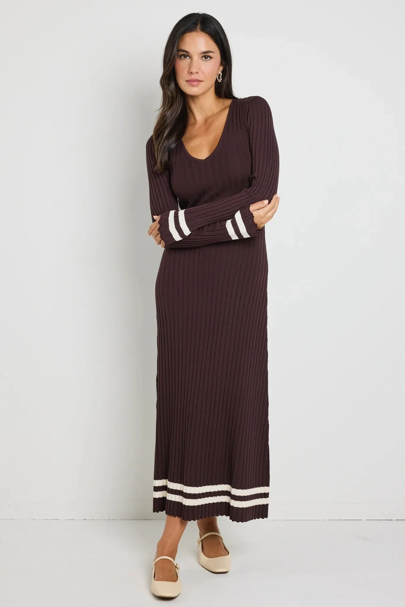 Chocolate Stripe Knit Maxi