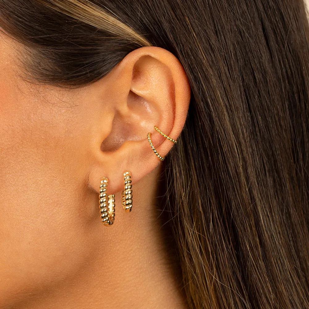 Chunky Beaded Oval Hoop Earring