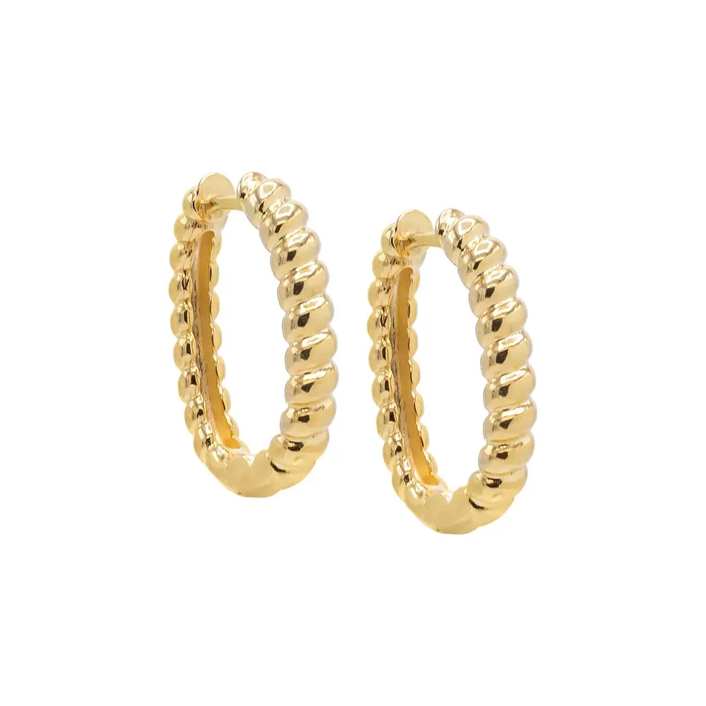 Chunky Beaded Oval Hoop Earring