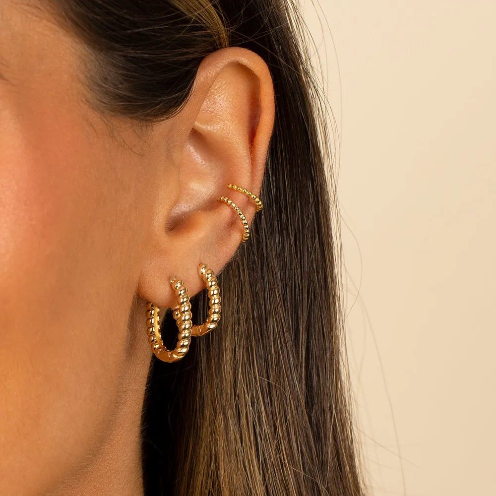 Chunky Beaded Oval Hoop Earring