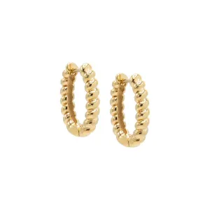Chunky Beaded Oval Hoop Earring