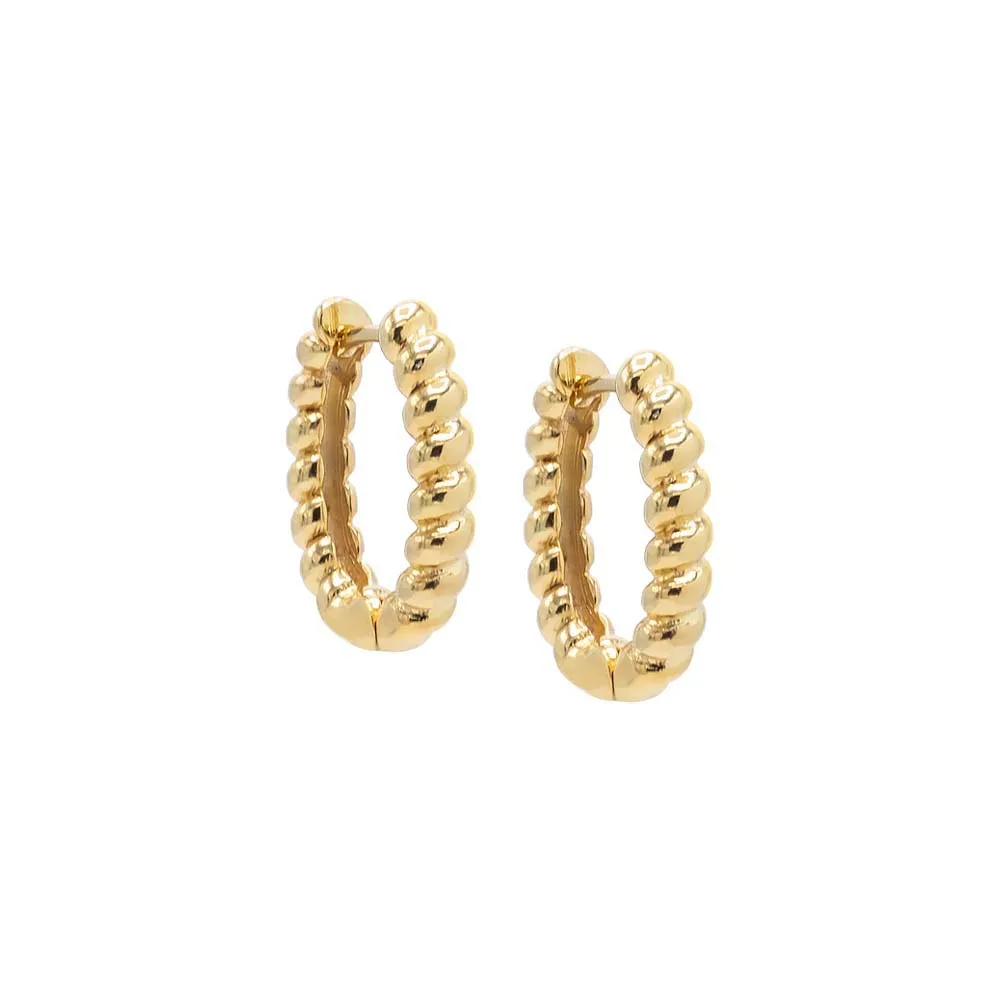 Chunky Beaded Oval Hoop Earring