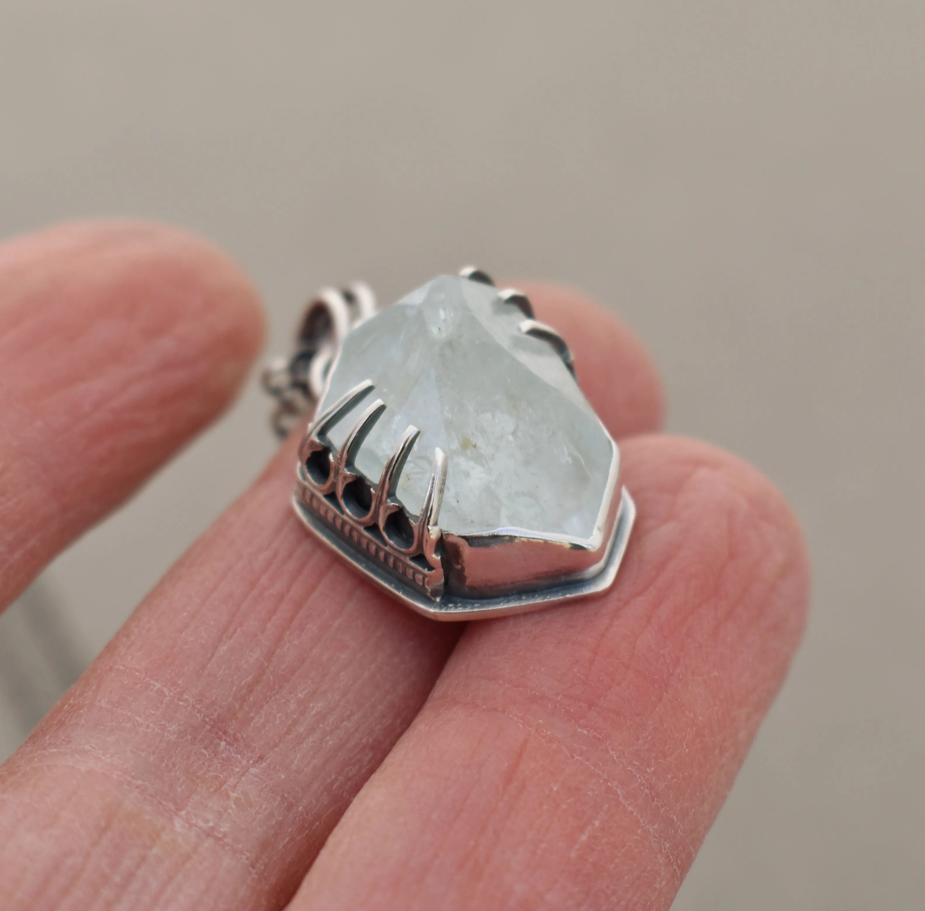 Chunky Freeform Aquamarine Nugget Necklace.