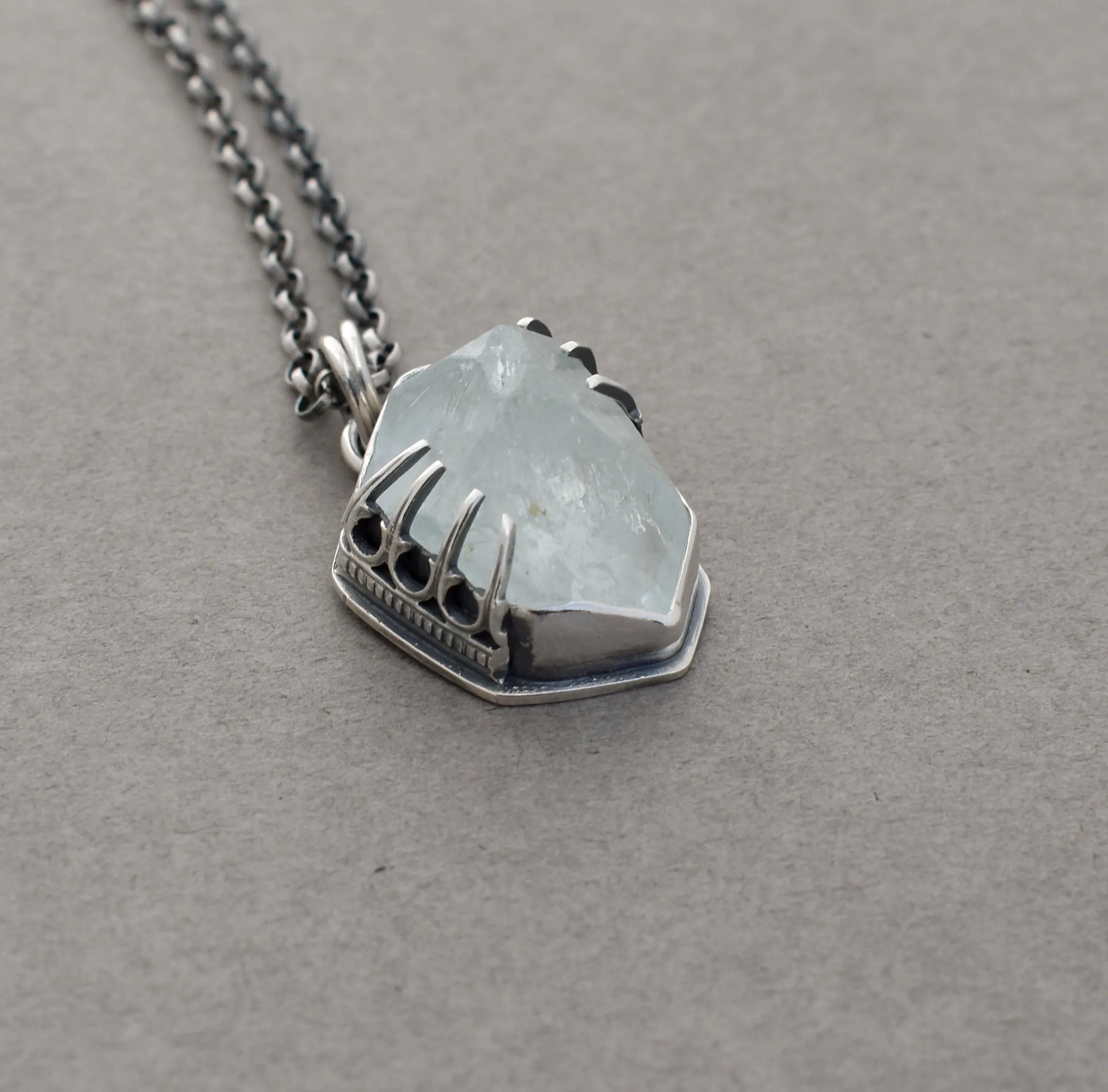 Chunky Freeform Aquamarine Nugget Necklace.