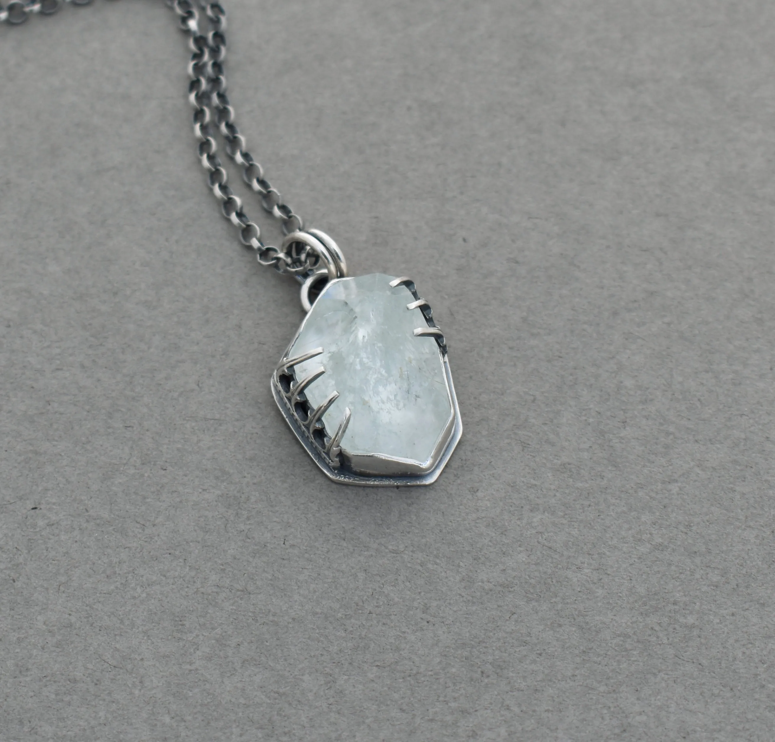 Chunky Freeform Aquamarine Nugget Necklace.