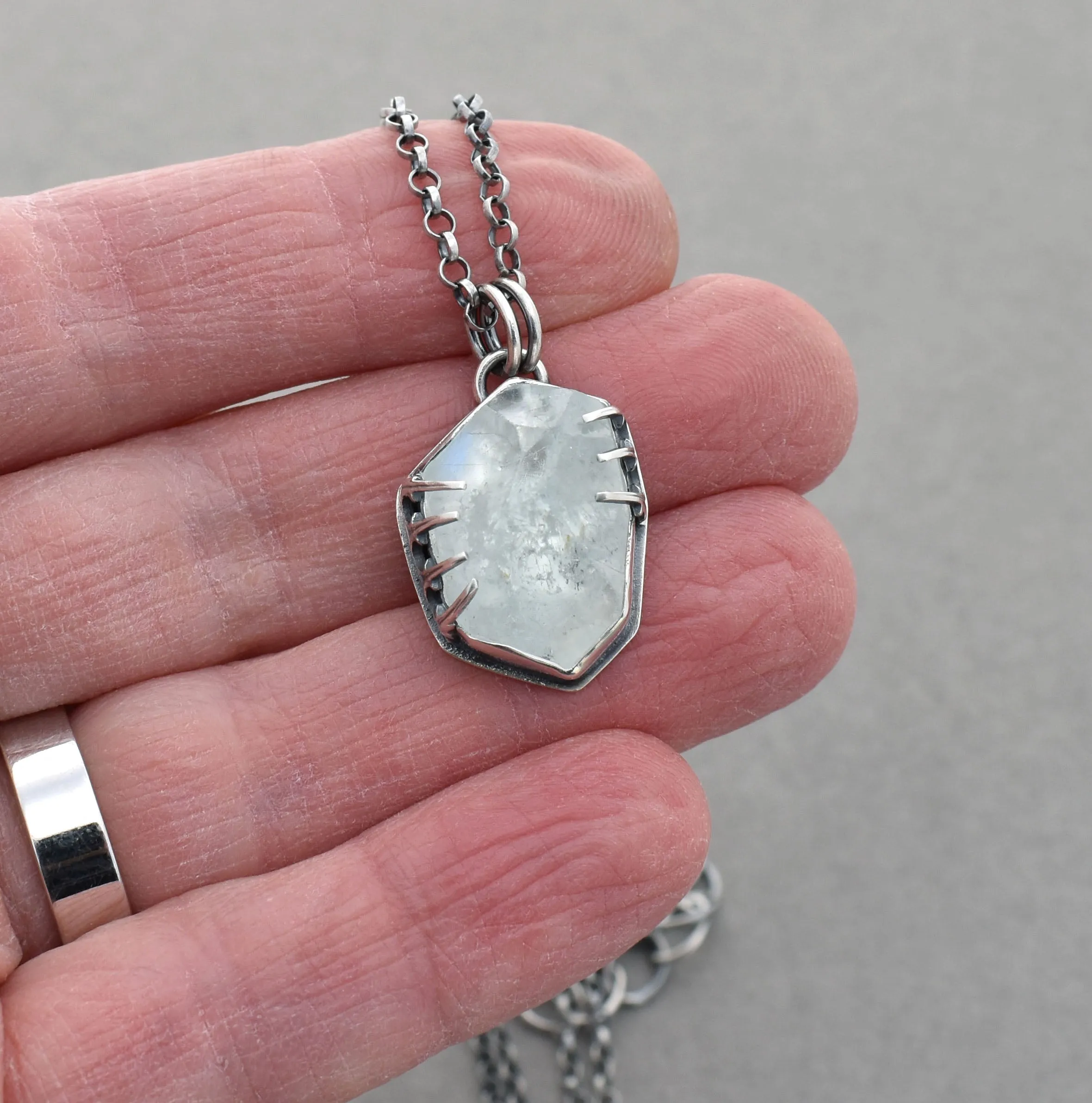 Chunky Freeform Aquamarine Nugget Necklace.