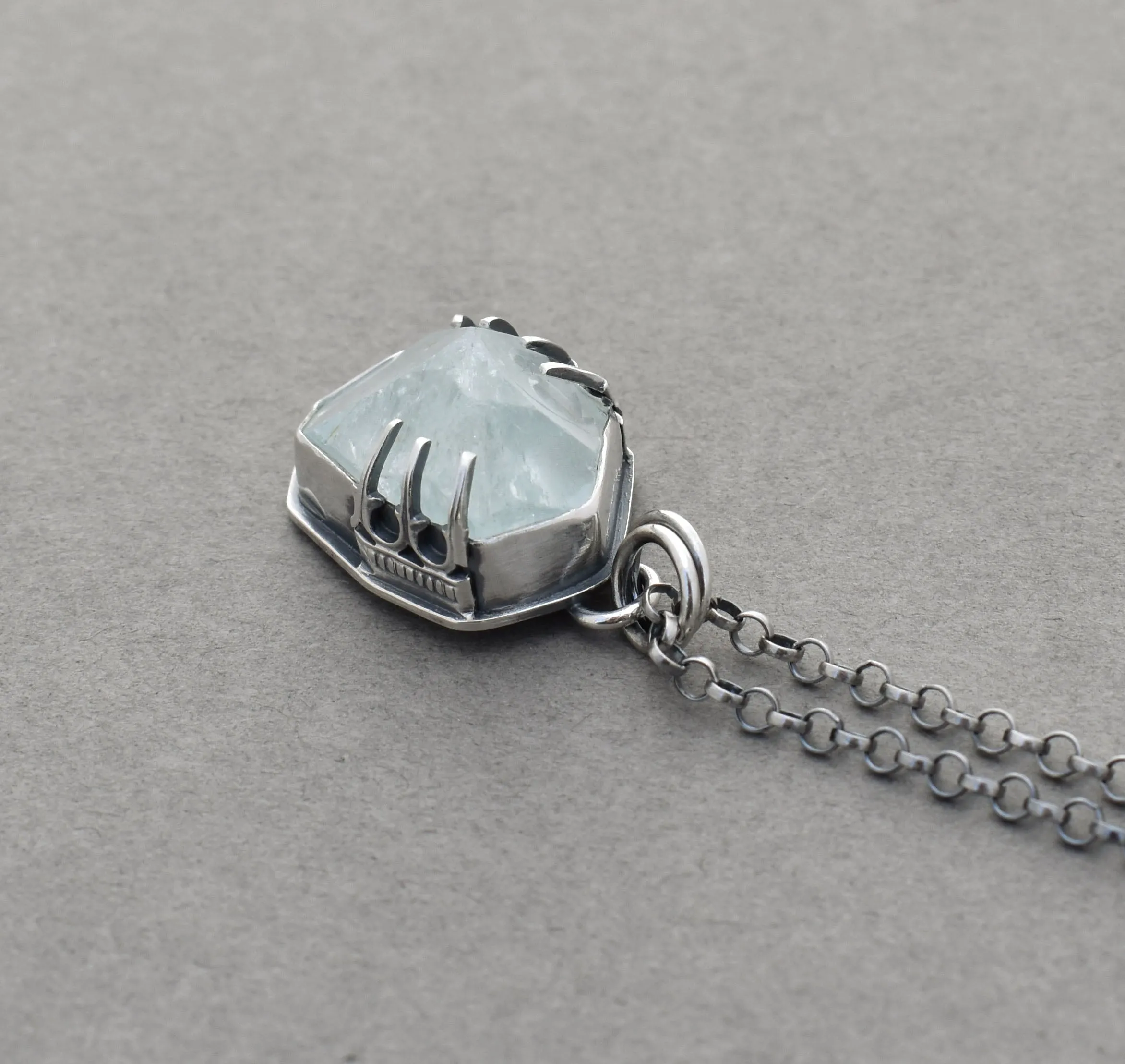Chunky Freeform Aquamarine Nugget Necklace.