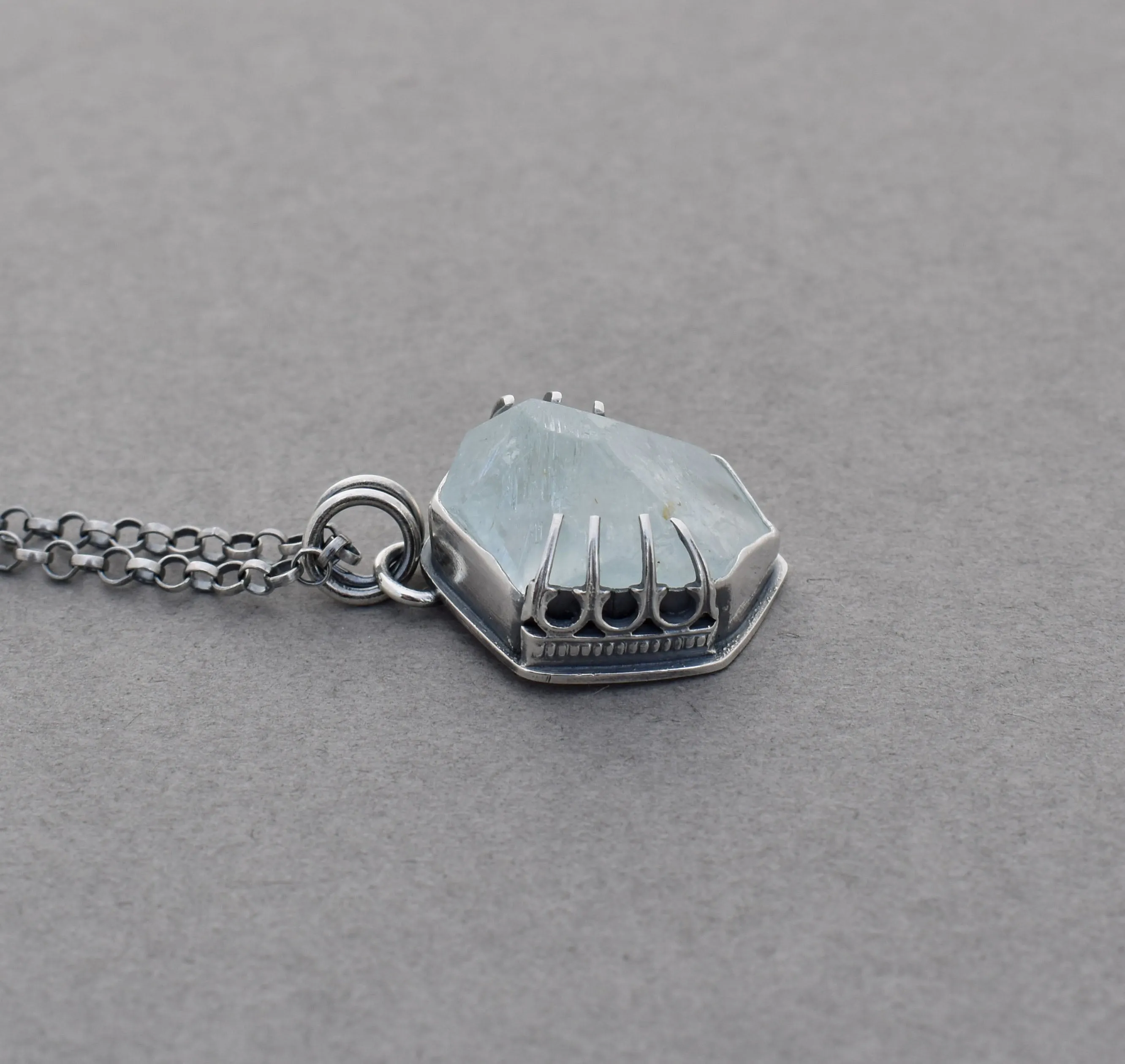 Chunky Freeform Aquamarine Nugget Necklace.
