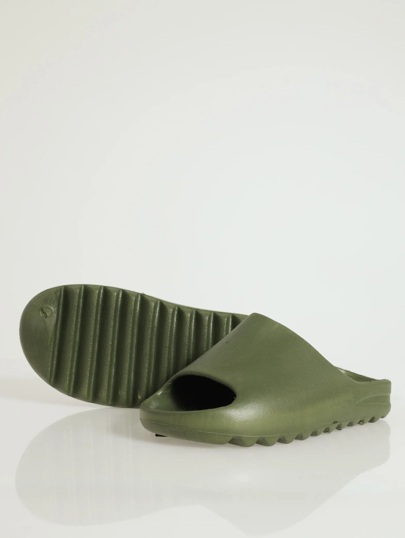 Chunky Fully Moulded Eva Slide - Olive