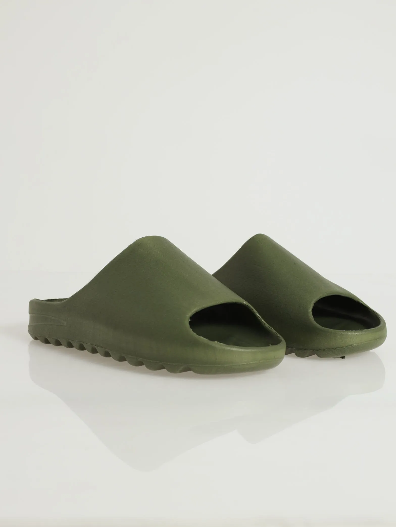 Chunky Fully Moulded Eva Slide - Olive