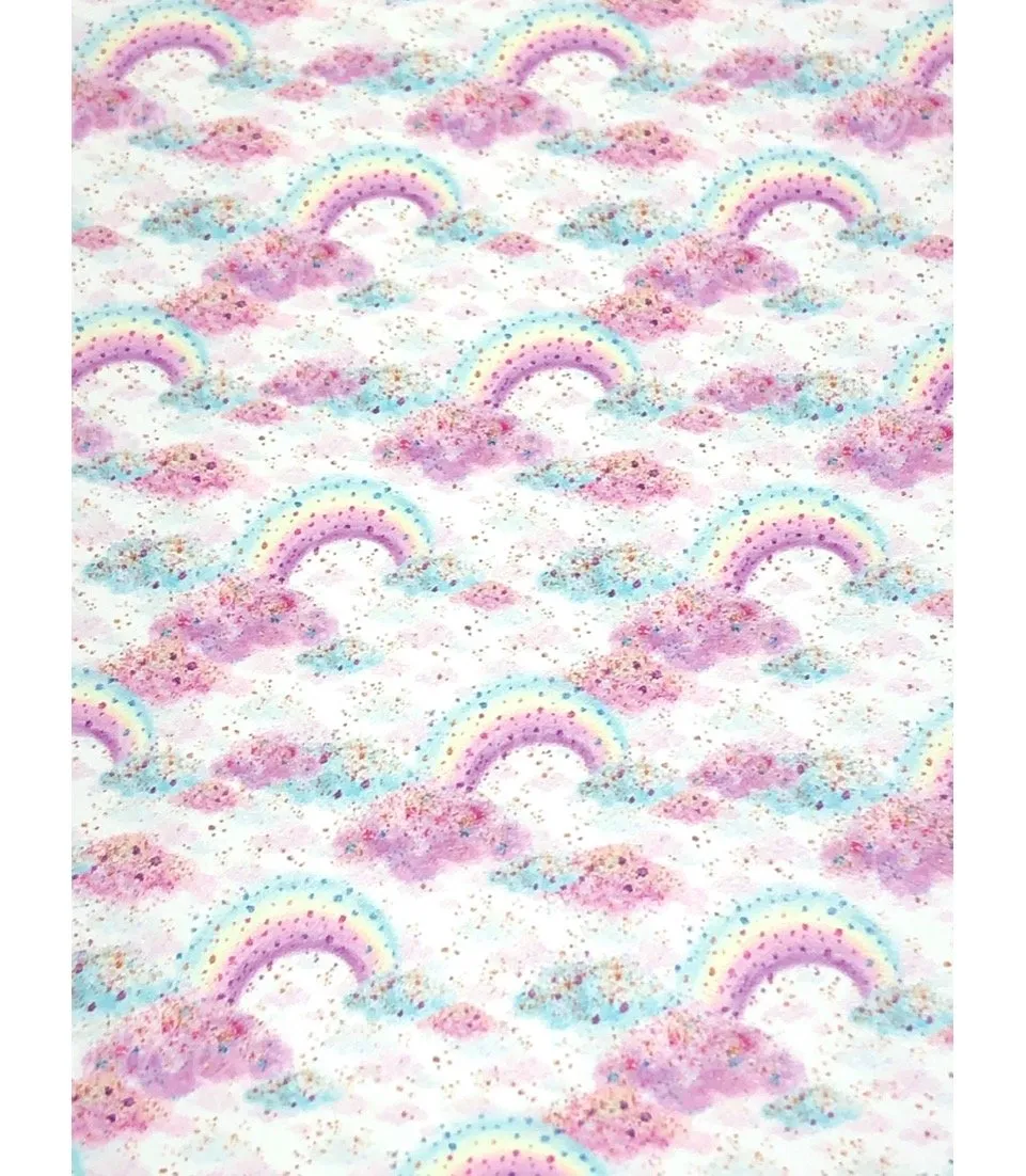 Chunky Glitter Rainbow Clouds Faux Leather Sheet USDR