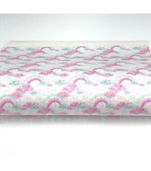 Chunky Glitter Rainbow Clouds Faux Leather Sheet USDR