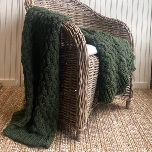 Chunky Knit Dark Green Throw