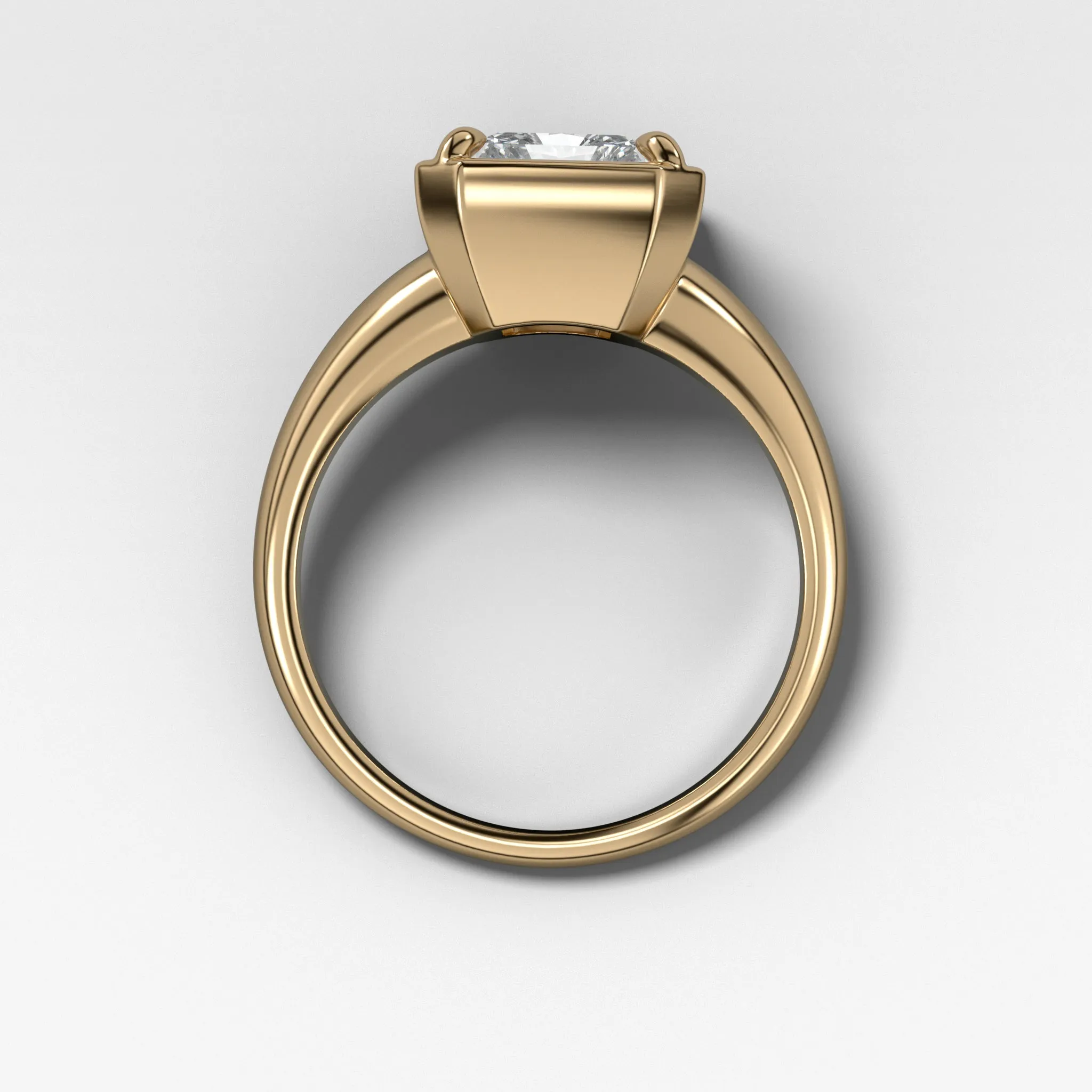 Club Ring Solitaire Engagement Ring With an Elongated Radiant Cut Diamond