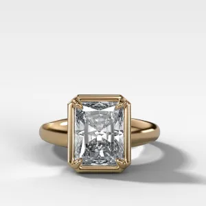 Club Ring Solitaire Engagement Ring With an Elongated Radiant Cut Diamond