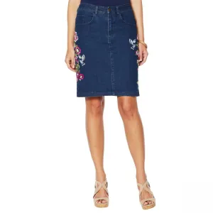 Colleen Lopez Women's Embroidered Stretch Denim Skirt