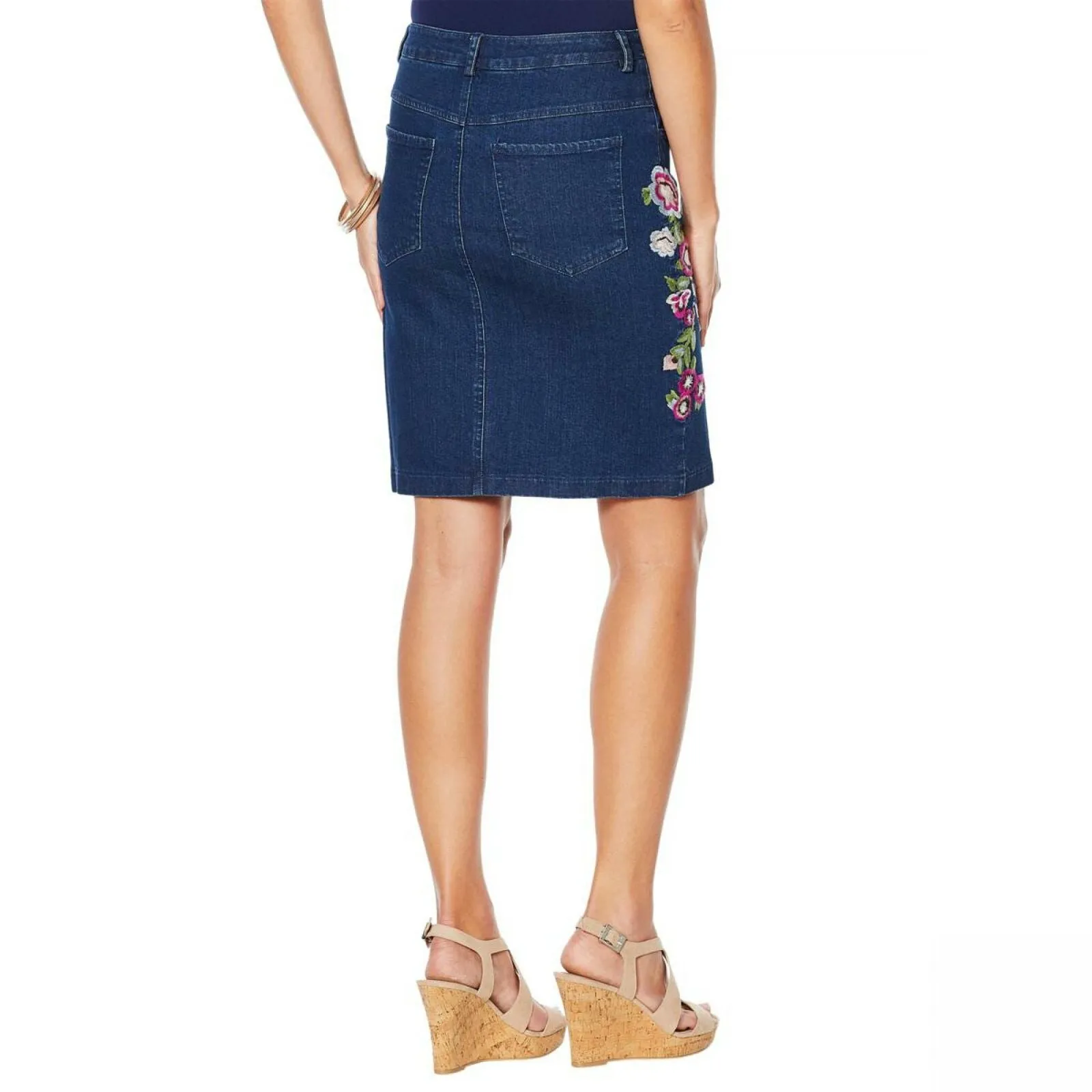 Colleen Lopez Women's Embroidered Stretch Denim Skirt