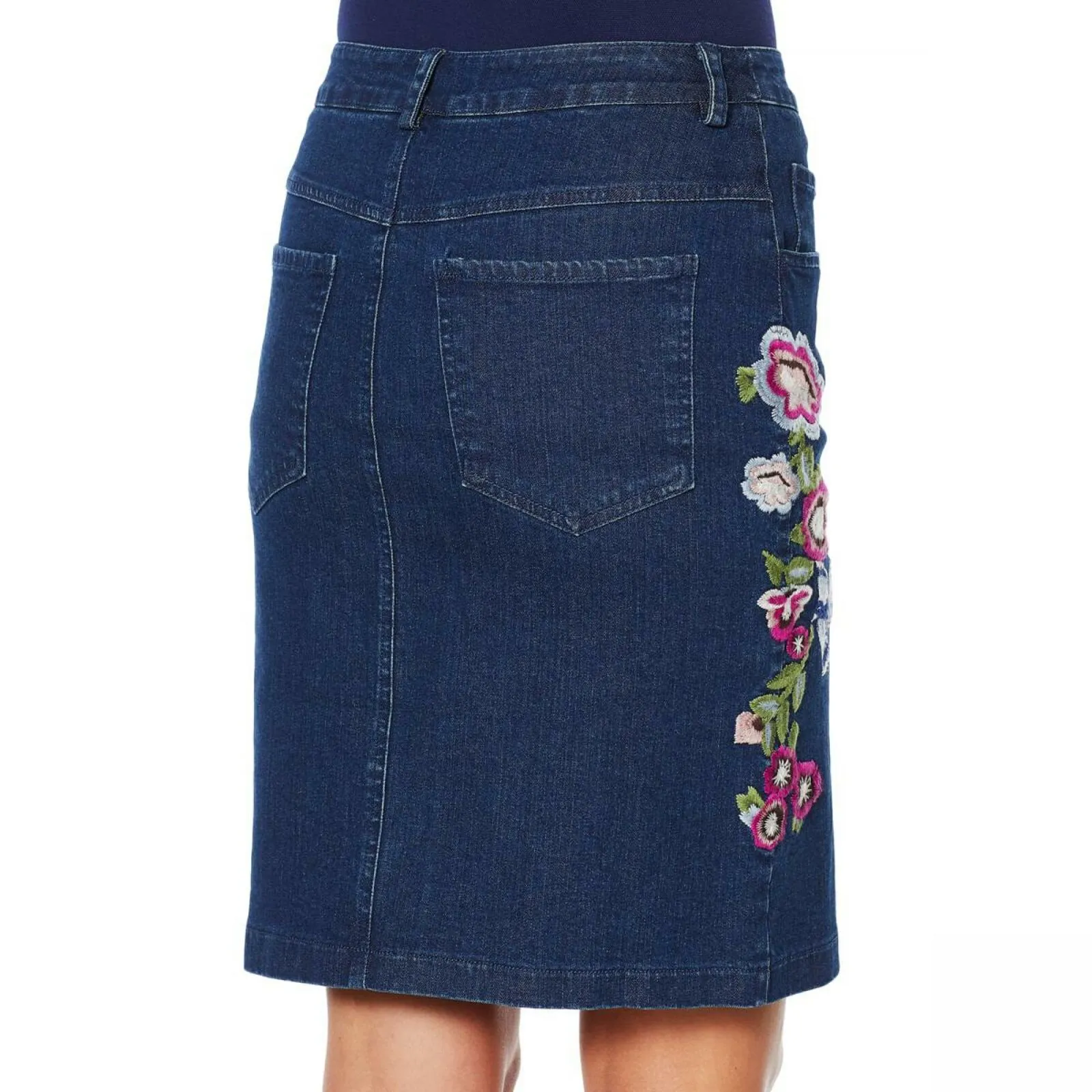 Colleen Lopez Women's Embroidered Stretch Denim Skirt