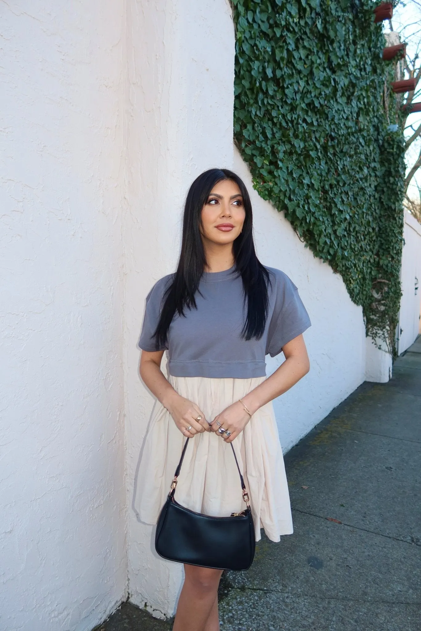 Contrast French Terry Sweatshirt Dress - FINAL SALE