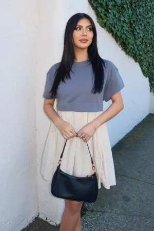 Contrast French Terry Sweatshirt Dress - FINAL SALE