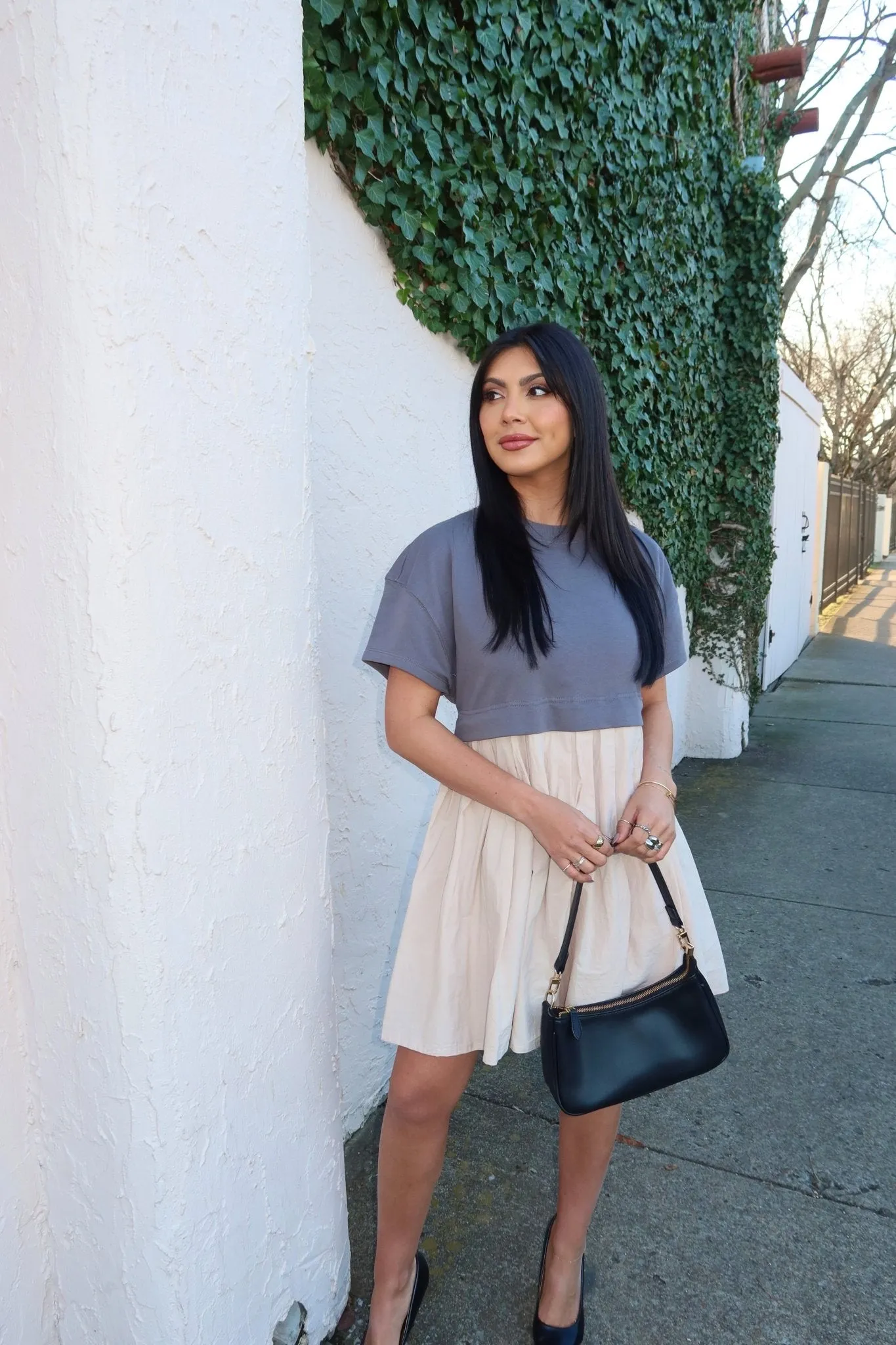 Contrast French Terry Sweatshirt Dress - FINAL SALE