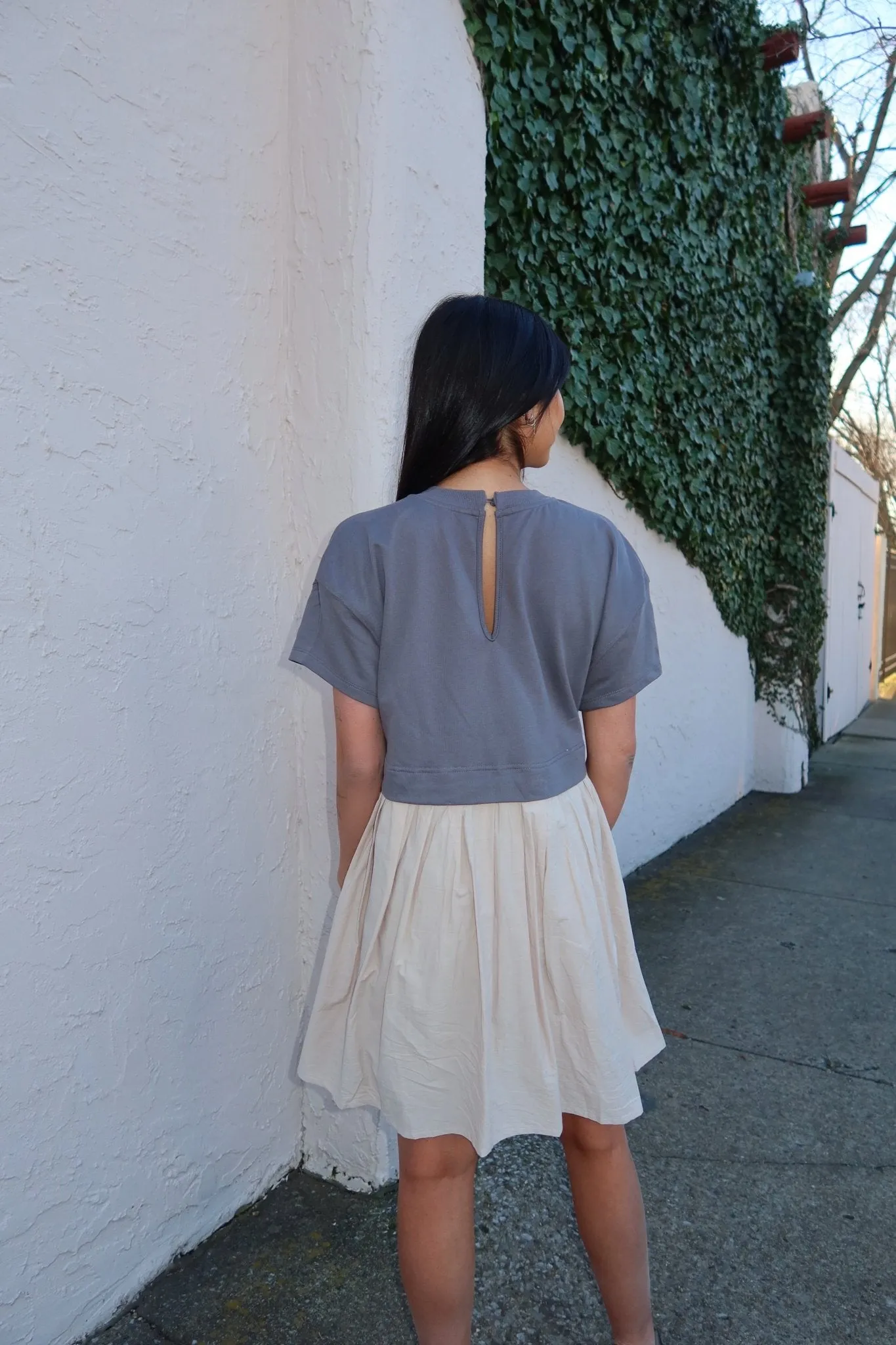 Contrast French Terry Sweatshirt Dress - FINAL SALE
