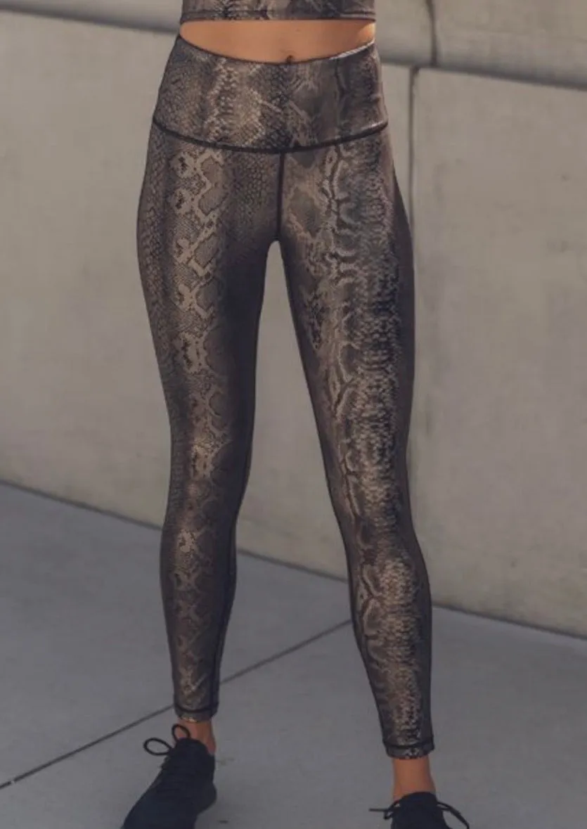 Copperhead Snake Shimmer Foil Print Highwaist Leggings