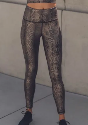 Copperhead Snake Shimmer Foil Print Highwaist Leggings